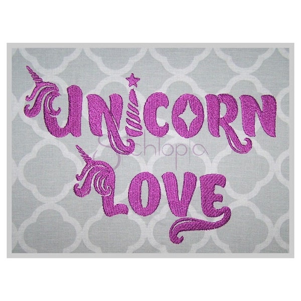 Unicorn Love Embroidery Font 1" 1.25" 1.5" 2" 2.5" Formats: bx dst exp hus jef pes sew shv vip vp3 xxx Embroidery Fonts Instant Download