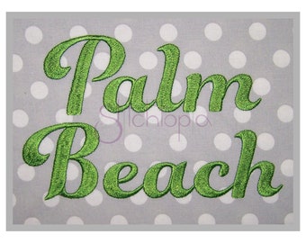 Palm Beach Embroidery Font 2.5" 3" 4" 5" 6" - Format bx dst exp hus jef pes sew shv vip vp3 xxx Machine Embroidery - Instant Download