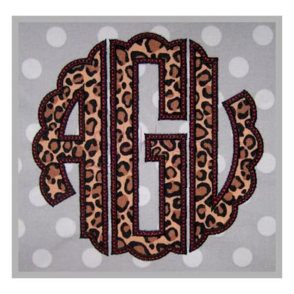 Scalloped Circle Applique Monogram Bean Stitch 3" 3.5" 4" Formats: bx dst exp hus jef pes sew shv vip vp3 xxx Machine Embroidery Download