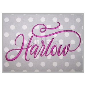 Harlow Embroidery Font 1" 1.25" 1.5" 2" 2.5" - Format: bx dst exp hus jef pes sew shv vip vp3 xxx Machine Embroidery Fonts Instant Download