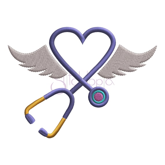 Stethoscope Wings Embroidery Design 6 Sizes 10 Formats dst exp hus jef pes sew shv vip vp3 xxx Machine Embroidery Design - Instant Download