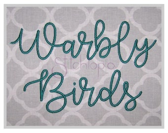 Warbly Birds Embroidery Font 1" 1.25" 1.5" 2" 2.5" Formats: bx dst exp hus jef pes sew shv vip vp3 xxx Machine Embroidery Instant Download