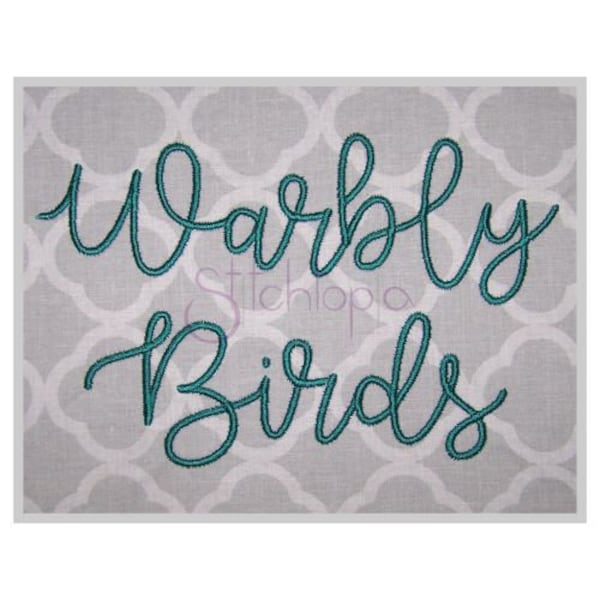 Warbly Birds Embroidery Font 1" 1.25" 1.5" 2" 2.5" Formats: bx dst exp hus jef pes sew shv vip vp3 xxx Machine Embroidery Instant Download