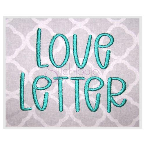 Love Letter Embroidery Font .75" 1" 1.25 1.5" 2" Formats bx dst exp hus jef pes sew shv vip vp3 xxx Machine Embroidery Font Instant Download