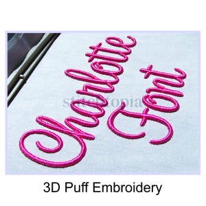 Charlotte 3D PUFF Embroidery Font 2&quot; 2.5&quot; 3&quot; Formats bx dst exp hus jef pes sew shv vip vp3 xxx Machine Embroidery Alphabet Instant Download