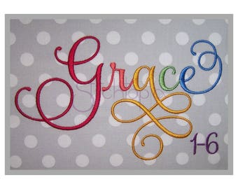 Grace 1-6 Bundle Complete Set - 1" 1.5" 2" 2.5" 3" 4"- Machine Embroidery Fonts Grace Script Embroidery Font Instant Download 11 Formats