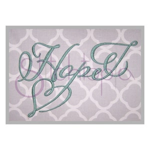 Hope 1 Monogram Set - 4", 5", 6" - Digital Machine Embroidery Font Alphabet Letras - Fancy Calligraphy Script Heart Valentine's Day