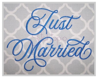 Just Married #2 Embroidery Font 1" 1.25 1.5 2 2.5 Format bx dst exp hus jef pes sew shv vip vp3 xxx Machine Embroidery Font Instant Download