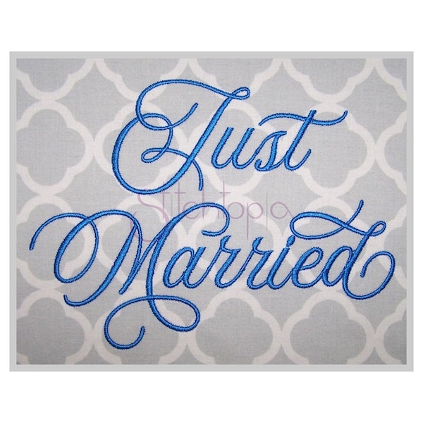 Just Married #2 Embroidery Font 1" 1.25 1.5 2 2.5 Format bx dst exp hus jef pes sew shv vip vp3 xxx Machine Embroidery Font Instant Download