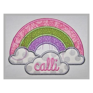 Rainbow with Clouds Applique - 7 Sizes 10 Formats PES DST Digital Machine Embroidery Design Pattern Rainbow Applique Instant Download Files