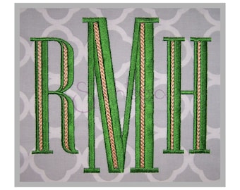 Engraved Filled Machine Embroidery Monogram Font 2" 2.5" 3" 3.5" 4" Formats bx dst exp hus jef pes sew shv vip vp3 xxx - Instant Download