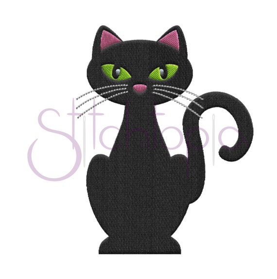 Halloween Schwarze Katze Stickerei Design 6 Grossen 10 Etsy