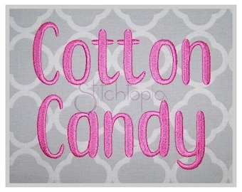 Cotton Candy Embroidery Font .75" 1" 1.25" 1.5" 2" - Formats: bx dst exp hus jef pes sew shv vip vp3 xxx Embroidery Font - Instant Download