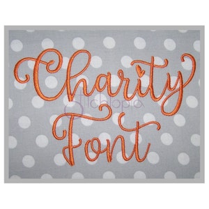 Charity #5 Embroidery Font - 1&quot; 1.25&quot; 1.5&quot; 2&quot; 2.5&quot; Formats bx dst exp hus jef pes shv vip vp3 xxx Script Embroidery Font - Instant Download
