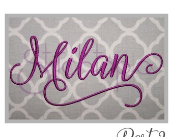 Milan 2 Embroidery Font Set - 1″ 1.5″ 2″ 2.5" 3″  11 Formats Machine Embroidery Font Alphabet Script Embroidery Fonts Instant Download Files