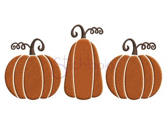 Pumpkin Trio Embroidery Design - 7 Sizes Formats: dst exp hus jef pes sew shv vip vp3 xxx Fall Pumpkin Machine Embroidery - Instant Download