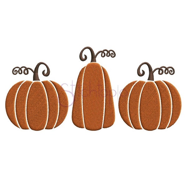 Pumpkin Trio Embroidery Design - 7 Sizes Formats: dst exp hus jef pes sew shv vip vp3 xxx Fall Pumpkin Machine Embroidery - Instant Download