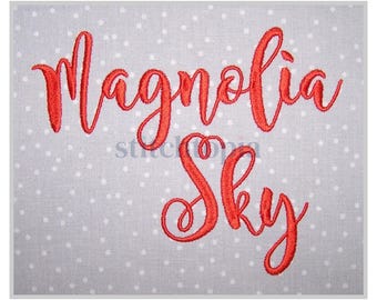 Magnolia Sky Embroidery Font 2.5" 3" 3.5" 4" 5" Format bx dst exp hus jef pes sew shv vip vp3 xxx Machine Embroidery Font Instant Download