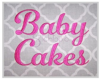 Baby Cakes Embroidery Font .75" 1" 1.25" 1.5 2 Formats bx dst exp hus jef pes sew shv vip vp3 xxx Machine Embroidery Font Instant Download