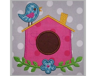 Birdhouse Applique Design - 6 Sizes 10 Formats Machine Embroidery Design Bird Machine Embroidery Applique Design - Instant Download Files