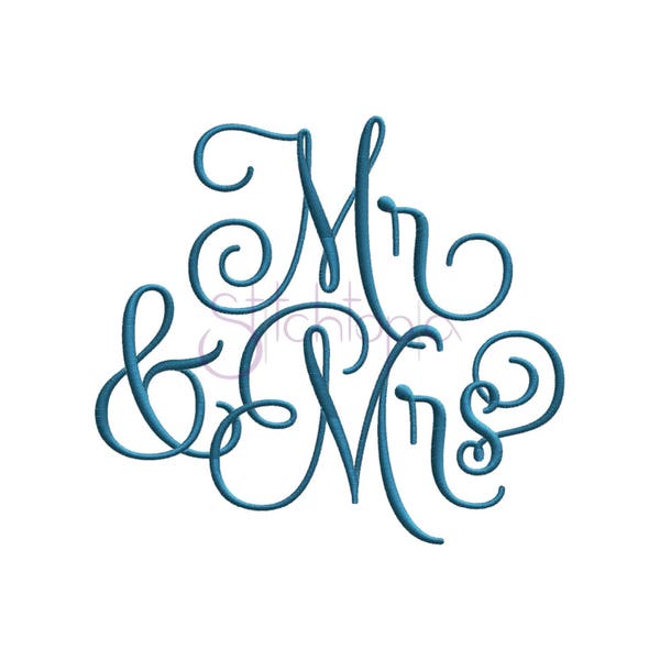 Mr & Mrs Embroidery Design - 7 Sizes 10 Formats Wedding Embroidery Designs Wedding Machine Embroidery Designs - Instant Download Files