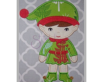 Christmas Elf Boy Applique Design -Christmas Embroidery Design - Digital Machine Embroidery Pattern - 7 Sizes 10 Formats - Instant Download
