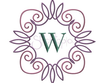 Elegant Flourish Embroidery Frame #1 - 8 Sizes 10 Formats Digital Machine Embroidery Design Monogram Embroidery Frame Instant Download Files