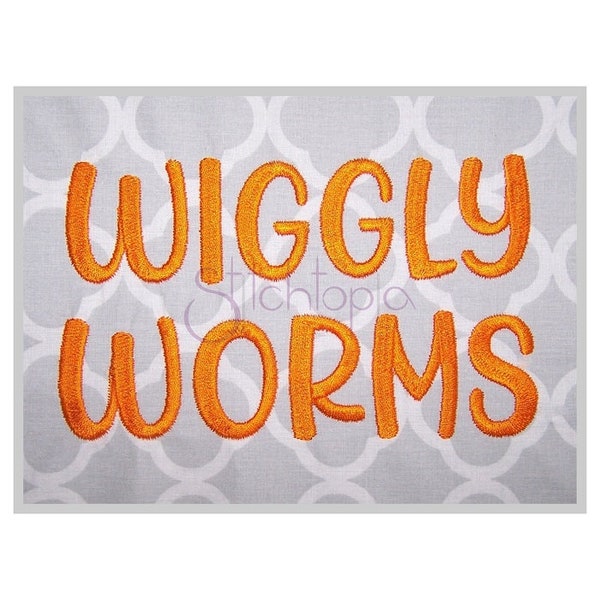 Wiggly Worms Machine Embroidery Font .5" .75" 1" 1.25" 1.5 2" 2.5" Formats bx dst exp hus jef pes sew shv vip vp3 xxx Instant Download