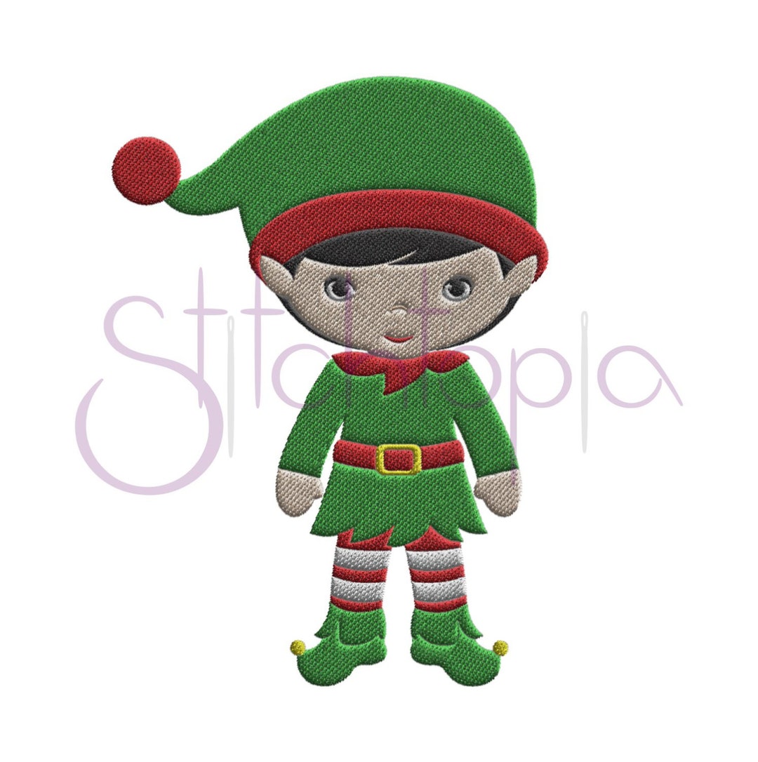 Christmas Elf Boy Embroidery Design - Digital Machine Filled Fill ...