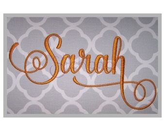 Sarah Embroidery Font #2 - 1" 1.5" 2" 2.5" 3" Formats: bx dst exp hus jef pes sew shv vip vp3 xxx Script Embroidery Font - Instant Download