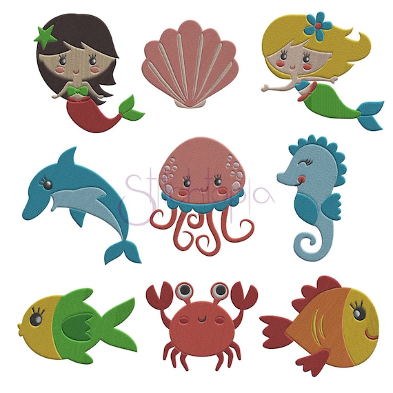 9 Sizes each 81 designs 10 Formats PES DST JEF Beach Machine Embroidery Designs Instant Download Files Under the Sea Complete Set Bundle