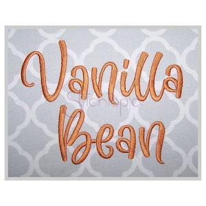 Vanilla Bean Embroidery Font .75" 1" 1.25" 1.5" 2" Formats: bx dst exp hus jef pes sew shv vip vp3 xxx Machine Embroidery Instant Download