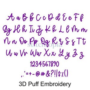 Barely Awake 3D PUFF Embroidery Font 2" 2.5" 3" Formats bx dst exp hus jef pes sew shv vip vp3 xxx Machine Embroidery Font Instant Download image 2