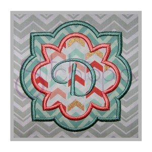 Quatrefoil Flower Applique Frame - 2 Fabric - 8 Sizes 10 Formats PES DST Digital Machine Embroidery Monogram Frame - Instant Download Files