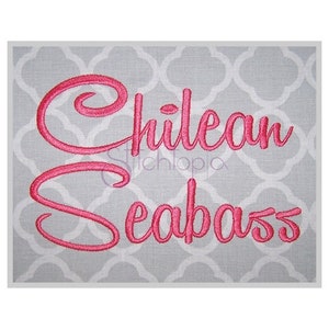 Chilean Seabass Embroidery Font 2.5&quot; 3&quot; 3.5&quot; 4&quot;5&quot; Format bx dst exp hus jef pes sew shv vip vp3 xxx Machine Embroidery Font Instant Download