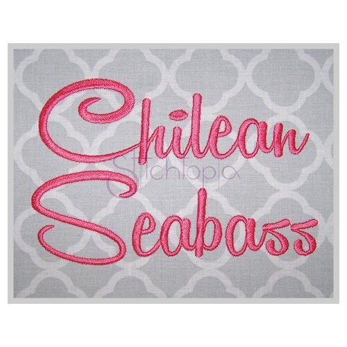 Chilean Seabass Embroidery Font 2.5" 3" 3.5" 4"5" Format bx dst exp hus jef pes sew shv vip vp3 xxx Machine Embroidery Font Instant Download