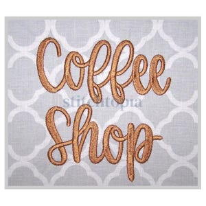 Coffee Shop Embroidery Font .75&quot; 1&quot; 1.25&quot; 1.5&quot;2&quot; Formats bx dst exp hus jef pes sew shv vip vp3 xxx Machine Embroidery Font Instant Download