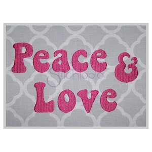 Peace & Love Embroidery Font .75&quot; 1&quot; 1.25&quot; 1.5&quot; 2&quot;- Formats bx dst exp hus jef pes sew shv vip vp3 xxx Machine Embroidery - Instant Download