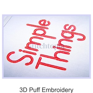 Simple Things 3D PUFF Embroidery Font 1.5&quot; 2 2.5&quot; Format bx dst exp hus jef pes sew shv vip vp3 xxx Machine Embroidery Font Instant Download