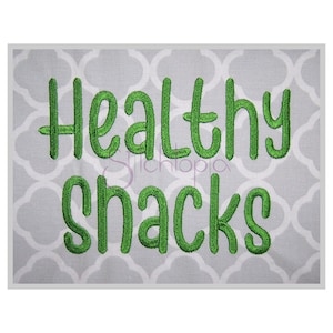 Healthy Snacks Embroidery Font .75&quot; 1&quot; 1.25&quot; 1.5&quot; 2&quot; Formats: bx dst exp hus jef pes sew shv vip vp3 xxx Embroidery Font - Instant Download
