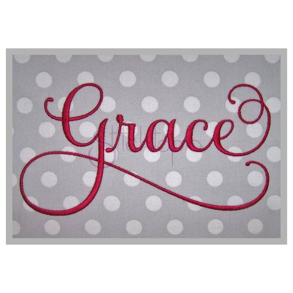 Grace Embroidery Font #1 - 1" 1.5" 2" 2.5" 3" 4" - 11 Formats Machine Embroidery Fonts Script Embroidery Fonts - Instant Download Files