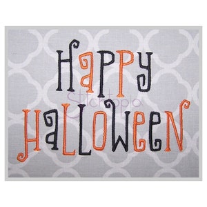 Happy Halloween Embroidery Font 1&quot; 1.25&quot; 1.5&quot; 2&quot; 2.5&quot; Formats: bx dst exp hus jef pes sew shv vip vp3 xxx Embroidery Fonts Instant Download
