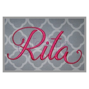 Rita Embroidery Font Set - 1″ 1.5&quot; 2″ 2.5&quot; 3″- 11 Formats Machine Embroidery Font Embroidery Script Font for Girls - Instant Download Files