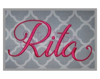 Rita Embroidery Font Set - 1″ 1.5" 2″ 2.5" 3″- 11 Formats Machine Embroidery Font Embroidery Script Font for Girls - Instant Download Files