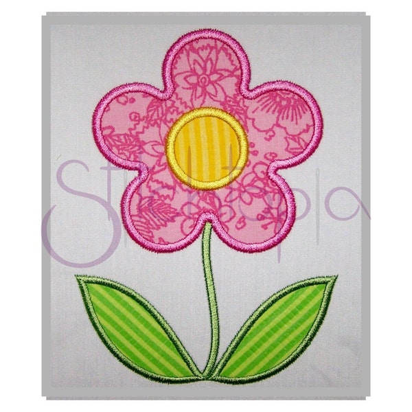 Spring Flower Applique Design - 5 Sizes 10 Formats PES DST Digital Machine Embroidery Design Pattern Daisy Applique - Instant Download Files