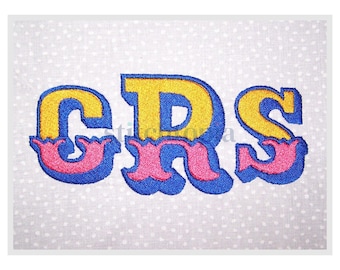 Vintage Circus Embroidery Font 1" 1.25" 1.5" 2" 2.5" Formats: bx dst exp hus jef pes sew shv vip vp3 xxx Machine Embroidery Instant Download