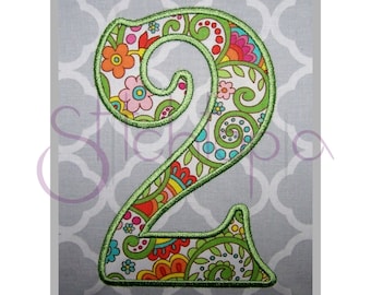 Blake Embroidery Applique Numbers Set - 2" 3" 4" 5" 6" 7" - Machine Embroidery Applique Design Birthday Applique Numbers - Instant Download