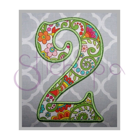 Blake Embroidery Applique Numbers Set - 2" 3" 4" 5" 6" 7" - Machine Embroidery Applique Design Birthday Applique Numbers - Instant Download