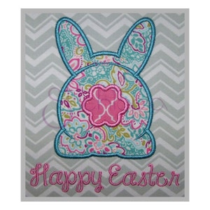 Happy Easter Bunny Tail Applique Design - 7 Sizes 10 Formats PES DST SHV Easter Machine Embroidery Design Pattern - Instant Download Files