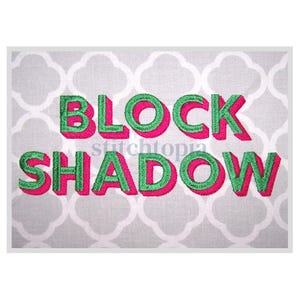 Block Shadow Embroidery Font 1" 1.25" 1.5 2 2.5" Formats bx dst exp hus jef pes sew shv vip vp3 xxx Machine Embroidery Font Instant Download